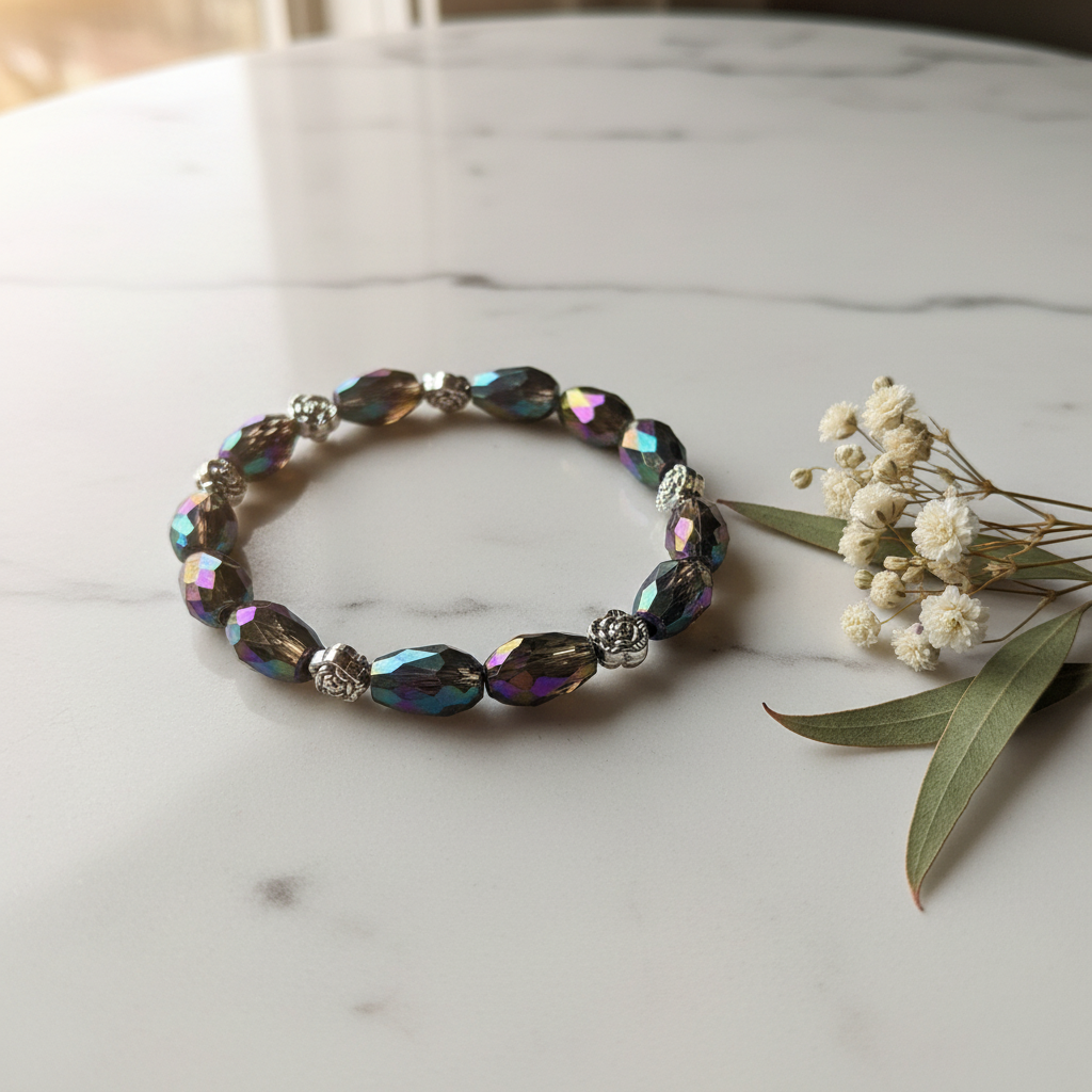 Iridescent bead bracelet lifestyle 2
