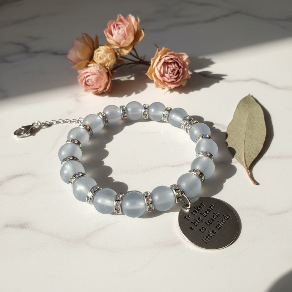 It takes a big heart to teach little minds frosted glass bracelet lifestyle