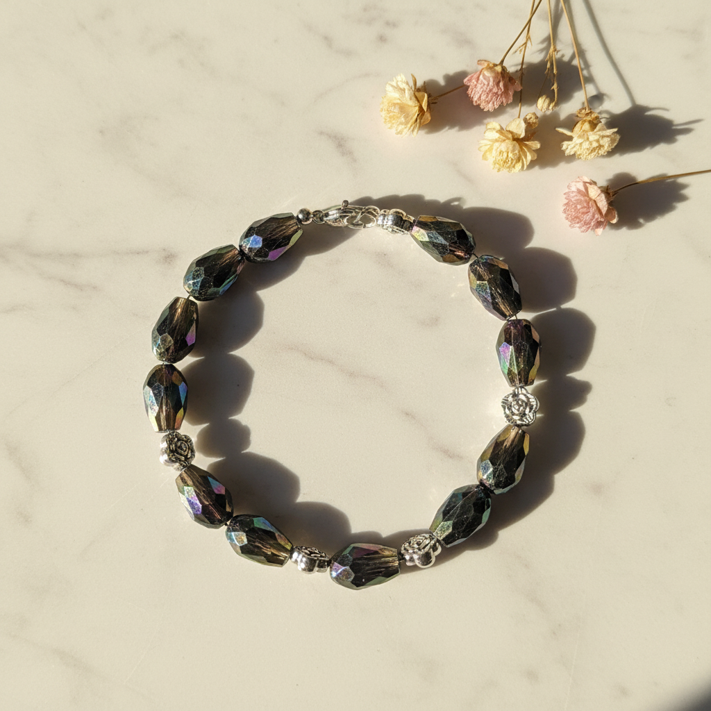 Iridescent bead bracelet lifestyle 1