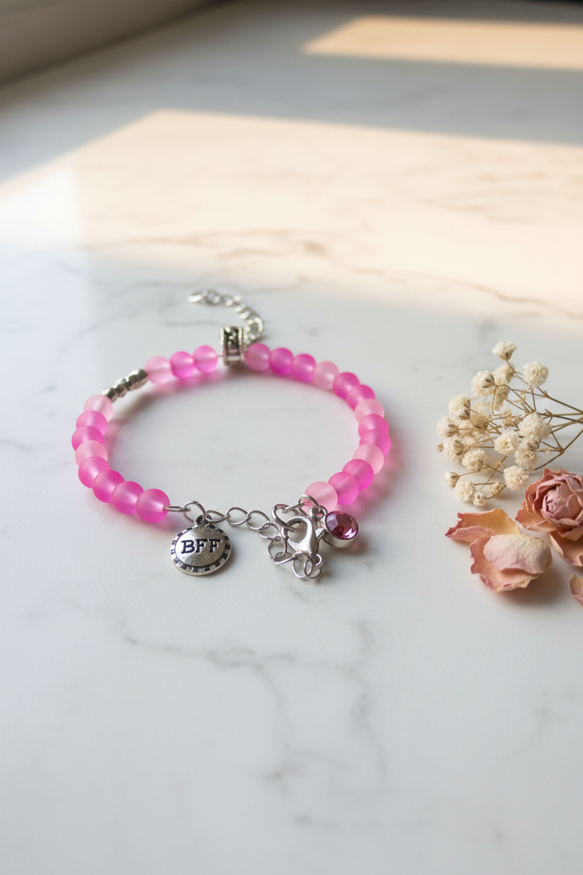 Pink BFF charm bracelet lifestyle