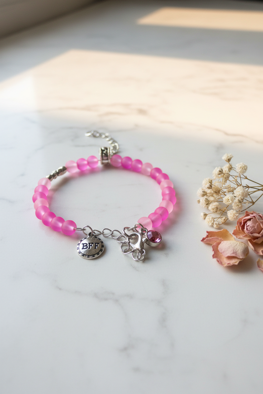 Pink BFF charm bracelet lifestyle
