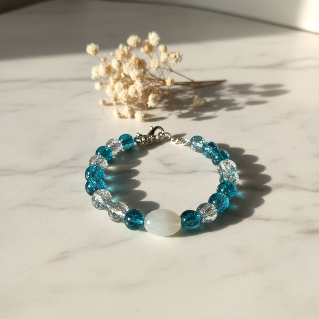 Teal crackle bracelet lifestyle 1